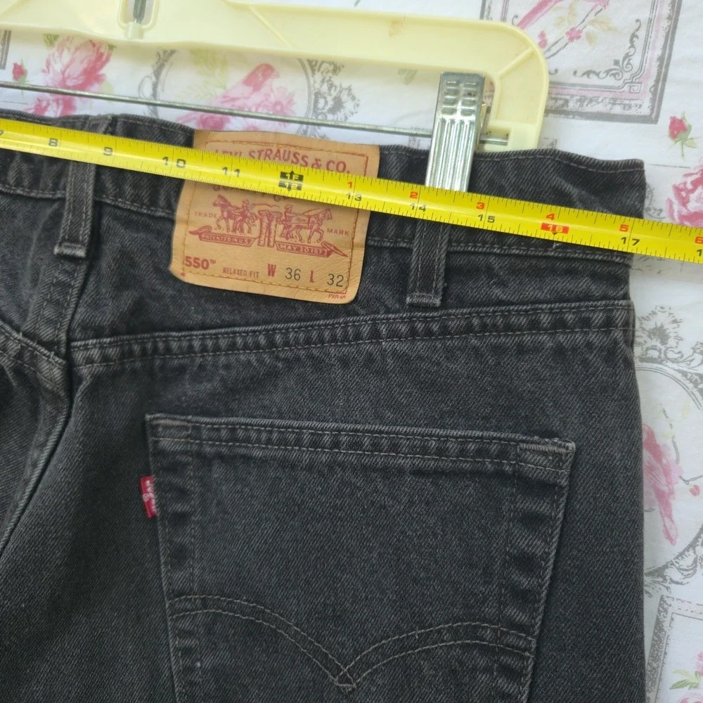VTG 90s Levis 550 Mens‎ Black Relaxed Fit Tapered Leg Jeans Made in USA 36x32